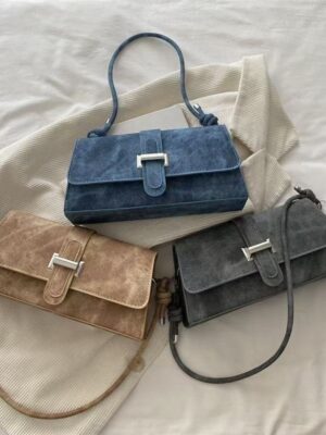 Retro Denim Baguette Underarm Bag