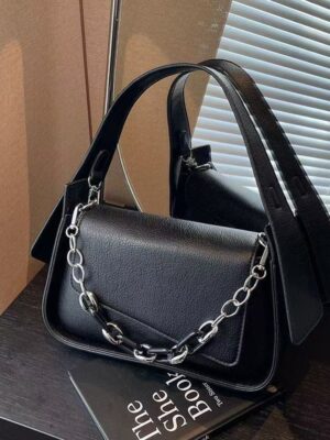 Litchi Texture Chain Underarm Bag