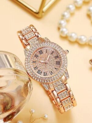 Round Starry Sky Full Diamond Steel Band Ladies Watch