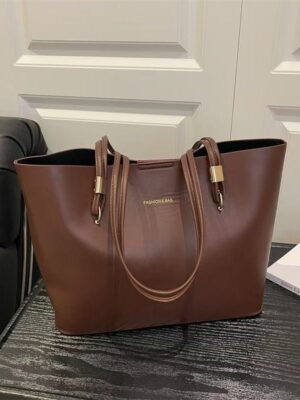 Metal Buckle Decorated Luxury Tote Bag