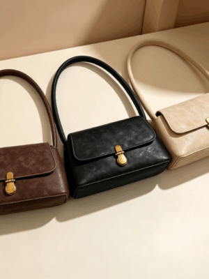Retro Lock Buckle Underarm Bag