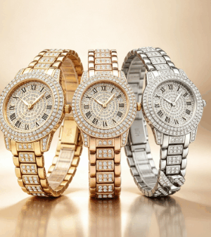 Full‑Diamond Watch & Matching Bracelet Set